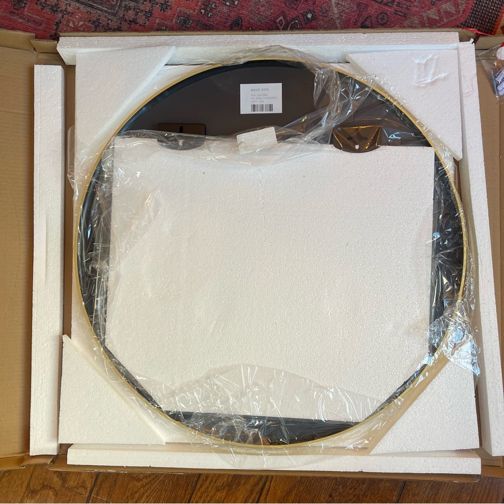 NEW West Elm Black Circle Round Matte Framed Boho Wall Entry Mirror - 24" x 24" - Picture 8 of 10